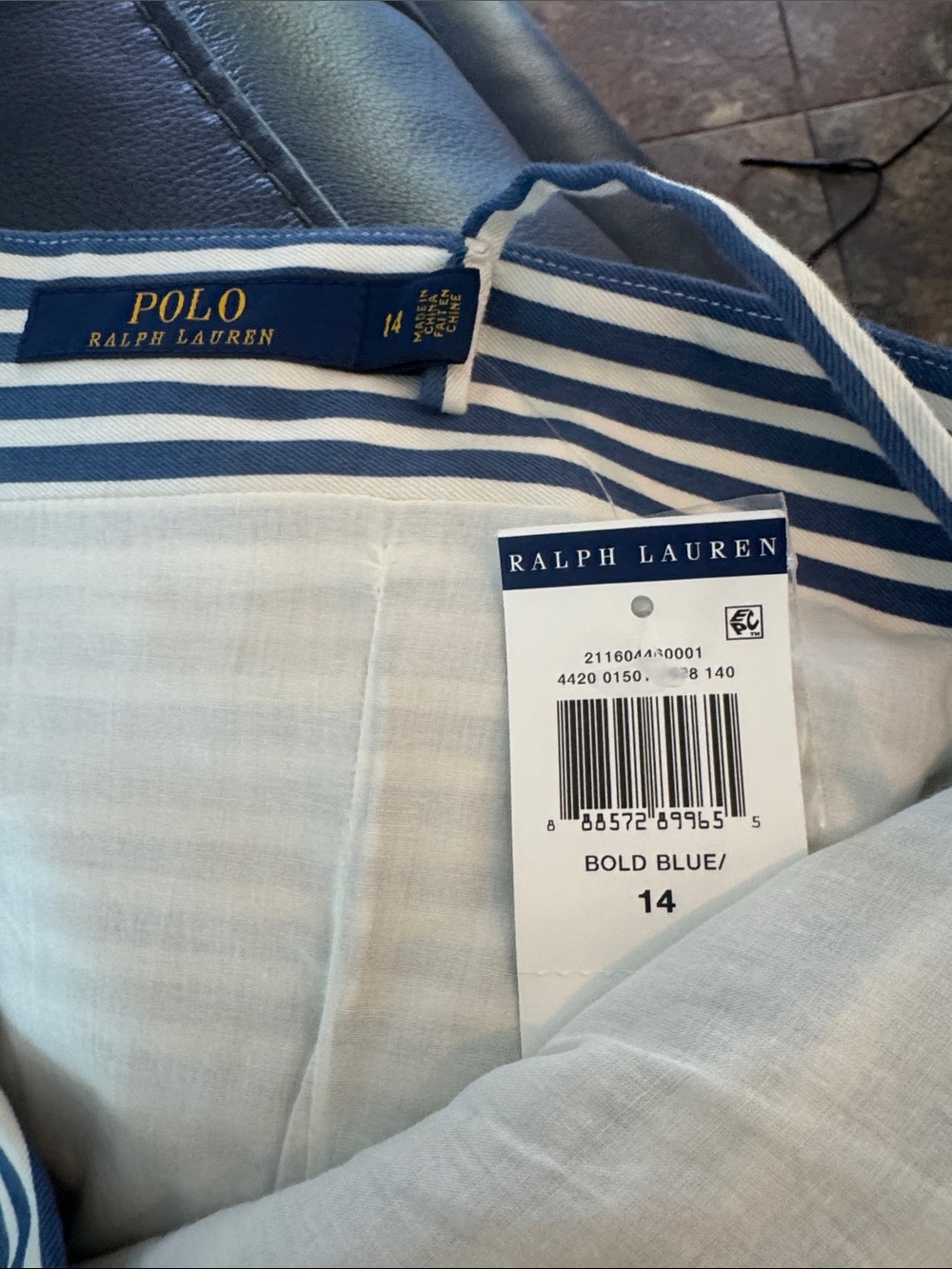 Polo Ralph Lauren Blue & White Striped Spaghetti Strap Nautical Dress Sz 14, NWT - Picture 9 of 10